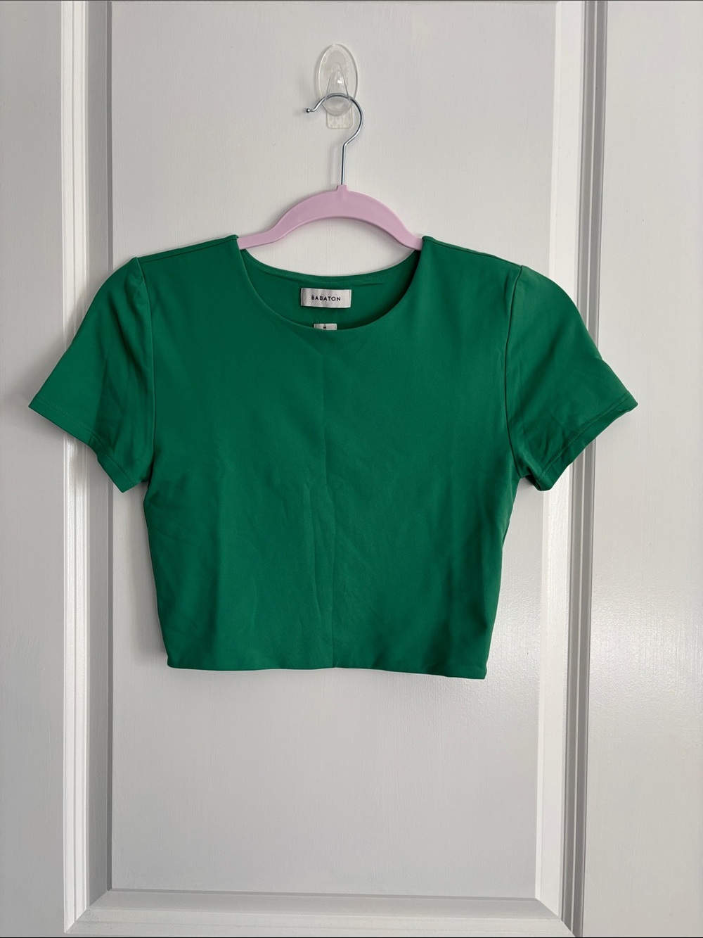 Babaton Emerald Green Short Sleeve Cropped Top